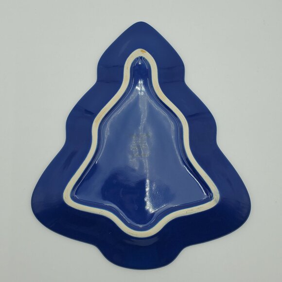 Pfaltzgraff Holiday Blue Tree Shaped Plate Christmas Tree Appetizer Tray - Picture 3 of 6